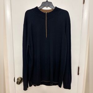 Hart Schaffner Marx 100% Extra Fine Merino Wool Navy 1/4 Zip Sweater Men’s XLT